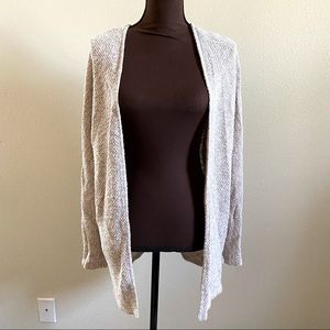American Eagle Cream Open Front Knit Long Cardigan